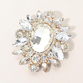 Oval Center Stone Pin Brooch