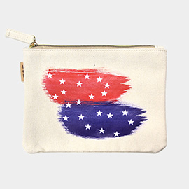 American USA Flag Printed Cotton Canvas Eco Pouch Bag