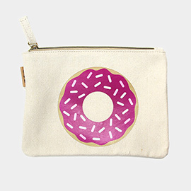 Donut Printed Cotton Canvas Eco Pouch Bag