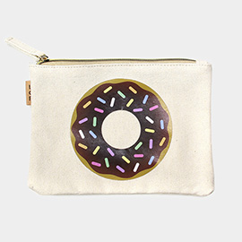 Donut Printed Cotton Canvas Eco Pouch Bag