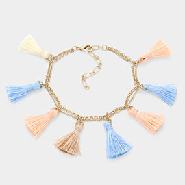 Triple Color Tassel Charm Bracelet