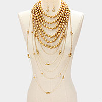 Draped Multi-Layer Pearl Strand Bib Necklace