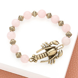 Lobster beaded stretch bracelet