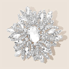 Glass Crystal Flower Brooch / Pendant