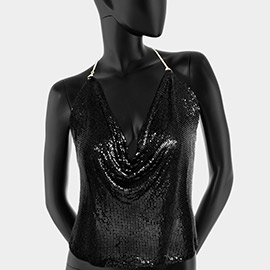Metal mesh camisole top body chain necklace