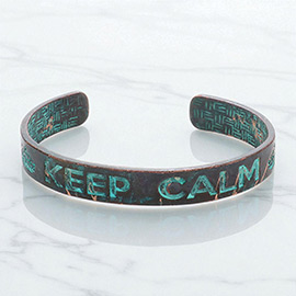 Keep Calm Message Metal Cuff Bracelet