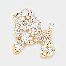 Rhinestone Embellished Poodle Pin Brooch