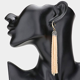 Faceted Bead Tassel Earrings