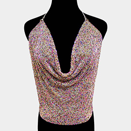 Metal Mesh Camisole Top Body Chain Necklace