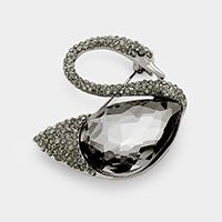 Teardrop Stone Accented Swan Brooch