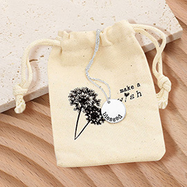 BLESSED Engraved Disc Pendant Necklace Gift Bag Set