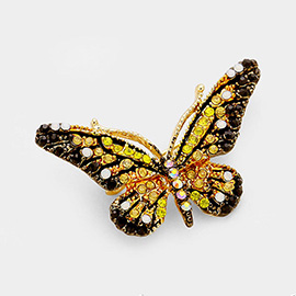 Crystal Rhinestone Pave Butterfly Pin Brooch