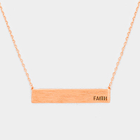 Faith _ Brass Metal Rectangular Pendant Necklace