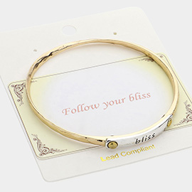 Bliss Message Two Tone Metal Bangle Bracelet