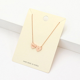 You I Message Metal Double Heart Pendant Necklace