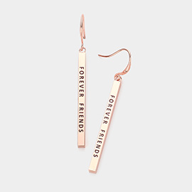 Forever Message Metal Bar Dangle Earrings