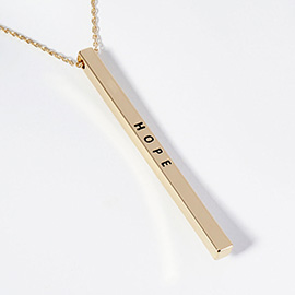 HOPE Brass Metal Bar Pendant Necklace