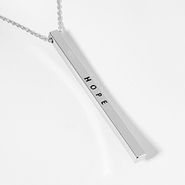 HOPE Brass Metal Bar Pendant Necklace