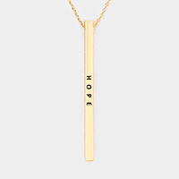 Hope Metal Bar Pendant Necklace