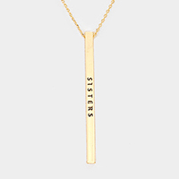 Sisters Metal Bar Pendant Necklace