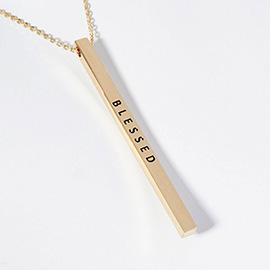 BLESSED Brass Metal Bar Pendant Necklace
