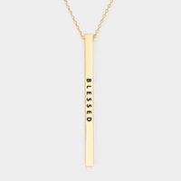Blessed Metal Bar Pendant Necklace