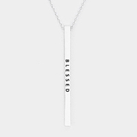 Blessed Metal Bar Pendant Necklace