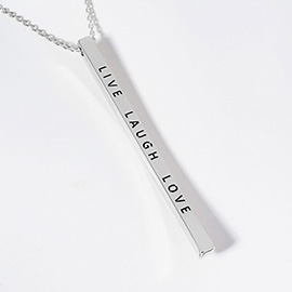 LIVE LAUGH LOVE Brass Metal Bar Pendant Necklace