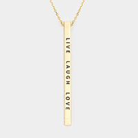 Live Laugh Love Metal Bar Pendant Necklace