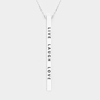 Live Laugh Love Metal Bar Pendant Necklace