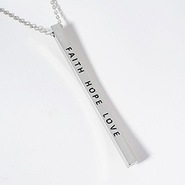 FAITH HOPE LOVE Brass Metal Bar Pendant Necklace