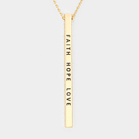 Faith Hope Love Metal Bar Pendant Necklace