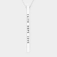 Faith Hope Love Metal Bar Pendant Necklace