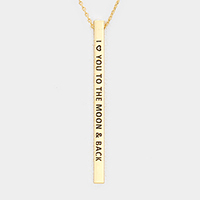 I Love You To The Moon & Back Metal Bar Pendant Necklace