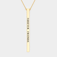 Forever Friends Metal Bar Pendant Necklace