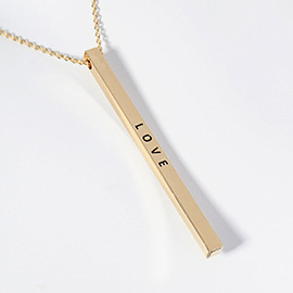 LOVE Brass Metal Bar Pendant Necklace
