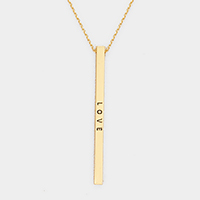 Love Metal Bar Pendant Necklace
