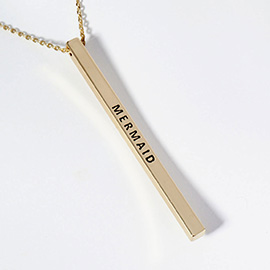 MERMAID Brass Metal Bar Pendant Necklace