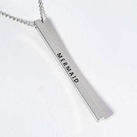 MERMAID Brass Metal Bar Pendant Necklace
