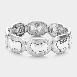 Sheep Metal Oval Stretch Bracelet