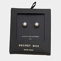 Secret Box _ 14K Gold Dipped CZ Round Stud Earrings