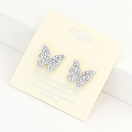 Rhinestone pave butterfly stud earrings