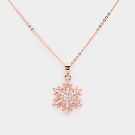 Crystal Rhinestone Snowflake Pendant Necklace
