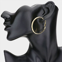 Rhinestone Embellished Metal Hoop Earrings