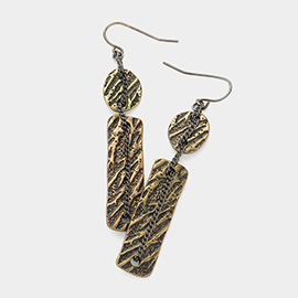 Embossed Metal Dangle Earrings