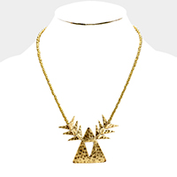 Beaded Cut Out Triangle Metal Necklace