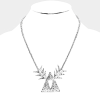 Beaded Cut Out Triangle Metal Necklace