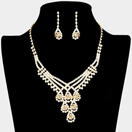 Crystal Rhinestone Teardrop Glass Necklace