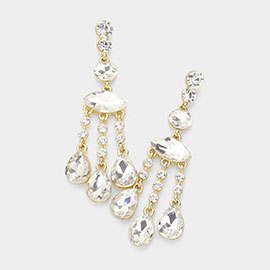 Glass Teardrop Accented Evening Earrings