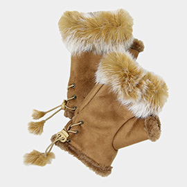 Fingerless Fur Trim Gloves